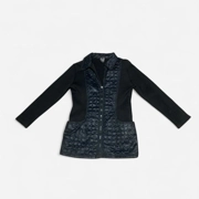 Vintage RARE futuristic COP COPINE Black Quilted Puffer Trim Jacket