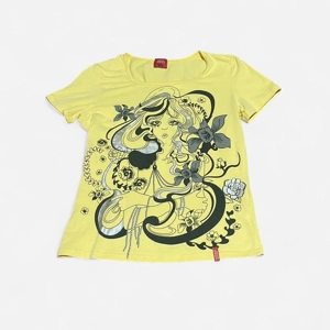 Miss Sixty Yellow & Black Graphic Tee – Size M