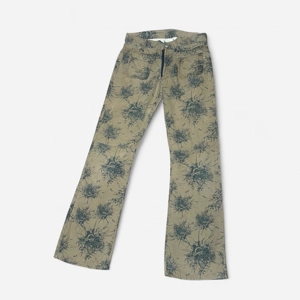 Diesel Factory Deadstock RARE Tan and green Cyber floral print flare pants