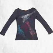 Hysteric Glamour Grunge Guitar Long Sleeve Top – Black Multi – Size Small