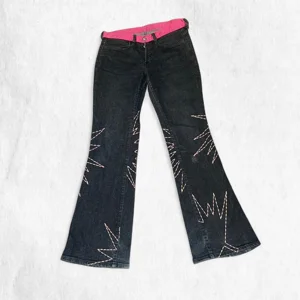 Diesel DAZE DIT Flare Jeans – Indigo Tech Pink Trim – 2006 Italy – Size 29x32