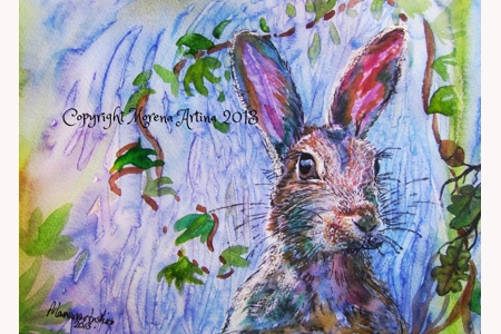 Hare with Oak and Ivy 15 x 1.. Hare with Oak and Ivy 15 x 1..