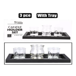 CANDLE-HOLDER-SET 3PCE W/TRAY