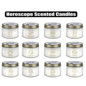CANDLE IN HOLDER GLS W/MTL LID HOROSCOPE