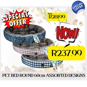 072-020226-CPET BED ROUND 60cm ASSORTED DESIGNS