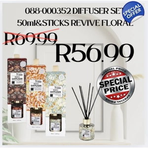 088-000352DIFFUSER SET 50ml&STICKS REVIVE FLORAL