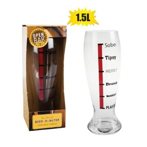 001-000430BEER MUG GLASS BEER-O-METER 1..5L