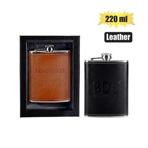 203-000002-A HIP FLASK S/S W/PU LEATHER DAD 220ml