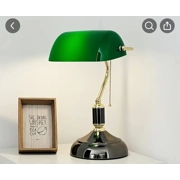 מנורת שולחן בנק עתיקה ירוק