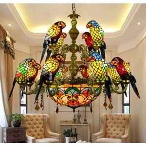 שנדליר ציפורים ויטראז' טיפני