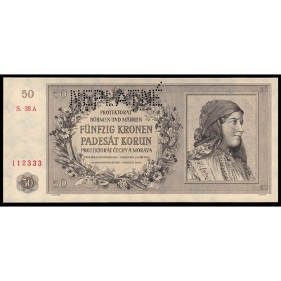 Bohemia&Moravia 50 Korun 1944 UNC Neplatne