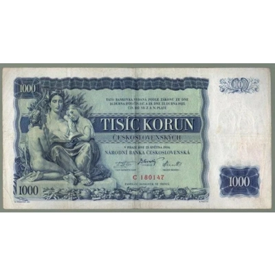 Czechoslovakia 1000 Korun 1934 VF