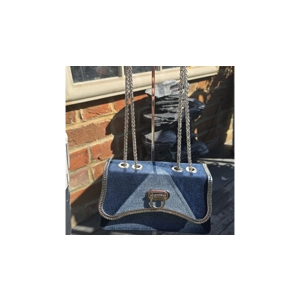 Small Denim and Leather Handbag