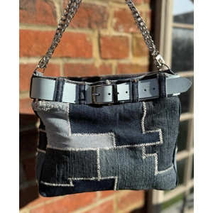 Denim zipped with belted top in Baby Blue Leather SOLD