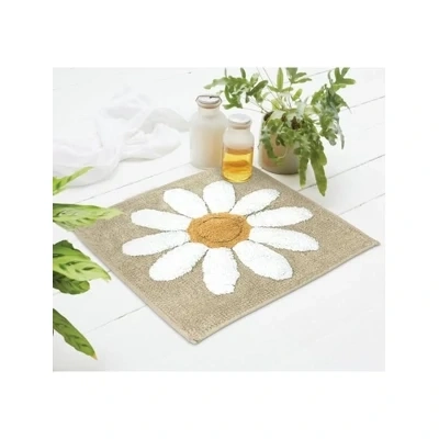 100% Cotton Shower Mat - Natural Daisy 100% Cotton Shower Mat - Natural Daisy