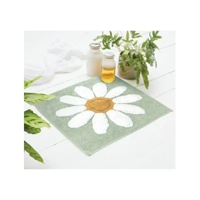 100% Cotton Shower Mat - Teal Daisy 100% Cotton Shower Mat - Teal Daisy