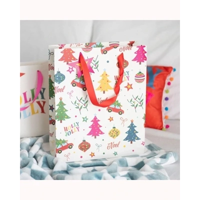 23cm Nostalgic Christmas Print Gift Bag