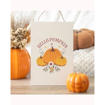 Autumn Days Hello Pumpkin Hanging Sign