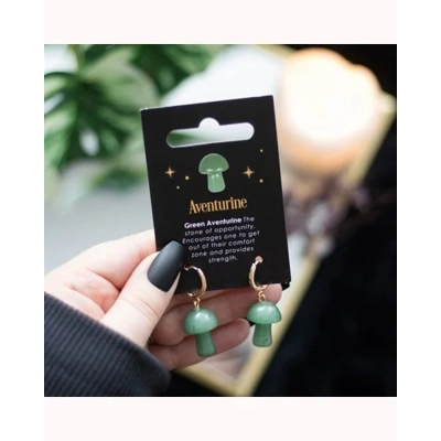 Aventurine Crystal Mushroom Earrings