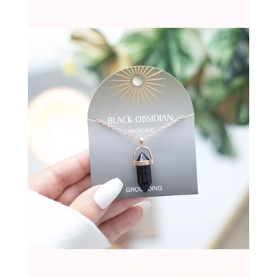 Black Obsidian Crystal Pendant Necklace