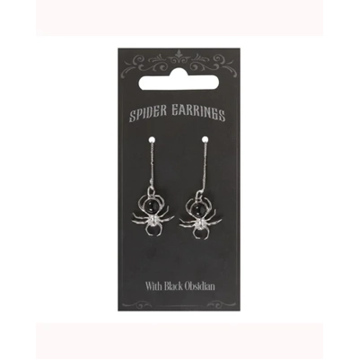 Black Obsidian Spider Threader Earrings
