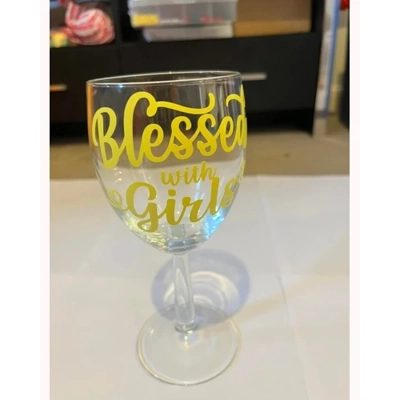 blessed with girls wine glass