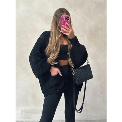 SHORT BALLOON SLEEVE CARDIGAN