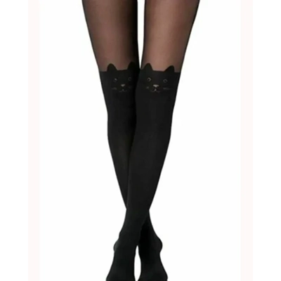 Cat Print Tights One Size Fit UK 6-14