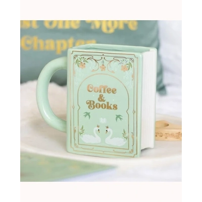 Coffee and Books Green Book Shaped Mug