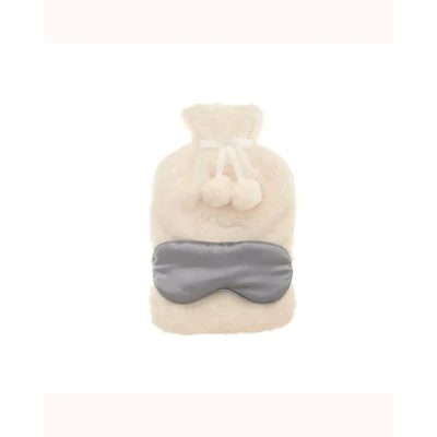 Cream Faux Fur Hot Water Bottle & Eye Mask