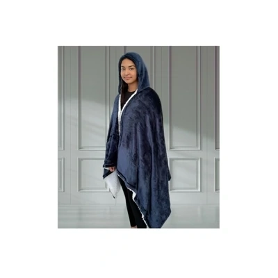 Hooded Double Layer Blanket - Navy Hooded Double Layer Blanket - Navy