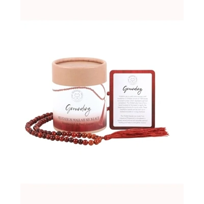 Grounding Rosewood & Red Jasper Mallah Necklace