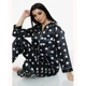 Heart Print Satin PJ Set