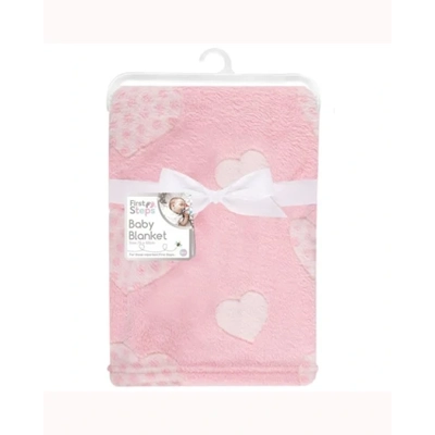 First Steps Baby Blanket - Pink Hearts