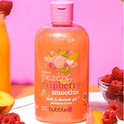 Bubble T Shower & Bath Gel 500ml – Peach & Raspberry Smoothie Bubble T Shower & Bath Gel 500ml – Peach & Raspberry Smoothie