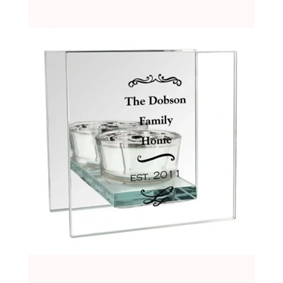 Personalised Antique Scroll Mirrored Glass Tea Light Candle Holder Personalised Antique Scroll Mirrored Glass Tea Light Candle Holder