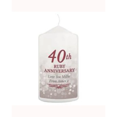 Personalised 40th Ruby Anniversary Pillar Candle Personalised 40th Ruby Anniversary Pillar Candle