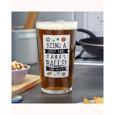 Personalised It Takes Balls Printed Beer Glass