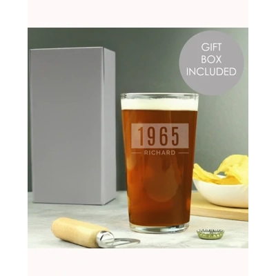 Personalised Name & Date Pint Glass Personalised Name & Date Pint Glass