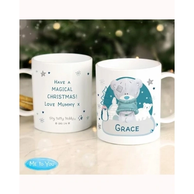Personalised Winter Explorer Tiny Tatty Teddy Plastic Mug