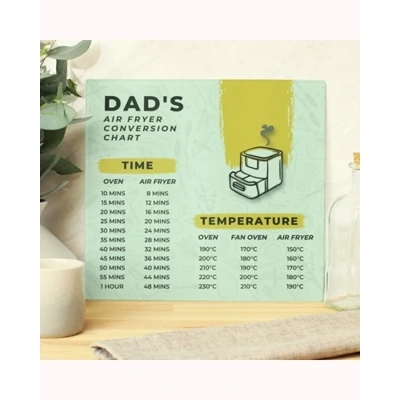 Personalised Air Fryer Chart Glass Chopping Board/Worktop Saver Personalised Air Fryer Chart Glass Chopping Board/Worktop Saver