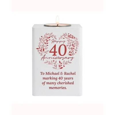 Personalised 40th Ruby Wedding Anniversary Wooden Tea Light Holder Personalised 40th Ruby Wedding Anniversary Wooden Tea Light Holder