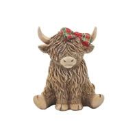Highland Cow with Tartan Bow