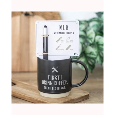 First I Drink Coffee Mug with Multi-tool Pen First I Drink Coffee Mug with Multi-tool Pen