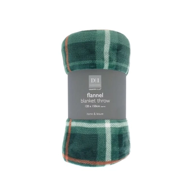 Flannel Blanket Throw - Green Tartan Flannel Blanket Throw - Green Tartan