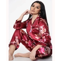 Floral Print Satin PJ Set