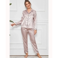 Floral & Striped Print Satin PJ Set