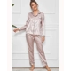 Floral & Striped Print Satin PJ Set
