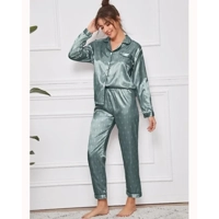 Floral & Striped Print Satin PJ Set