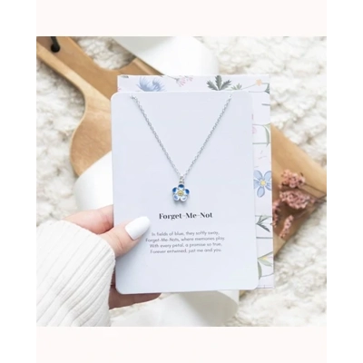Forget-Me-Not Flower Necklace on Greeting Card